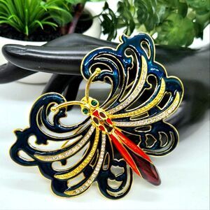 Cindy Adams Brooch Signed, Magnificent Butterfly, Enameled, Huge, Vintage 3 Inch
